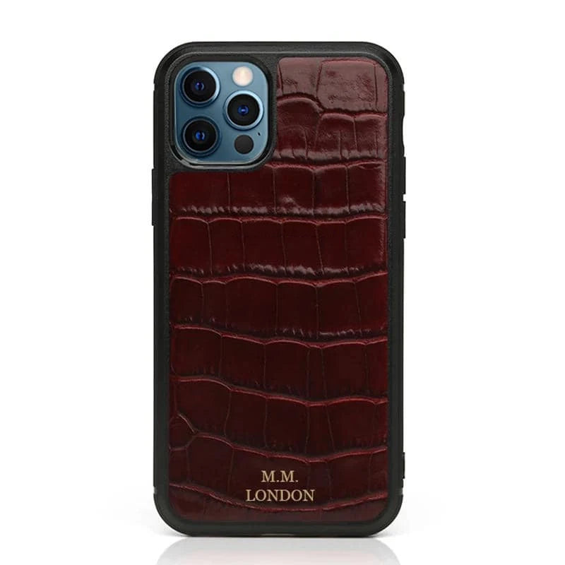 MM London Universal Crocodile Burgundy iPhone Case